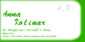 anna kolimar business card